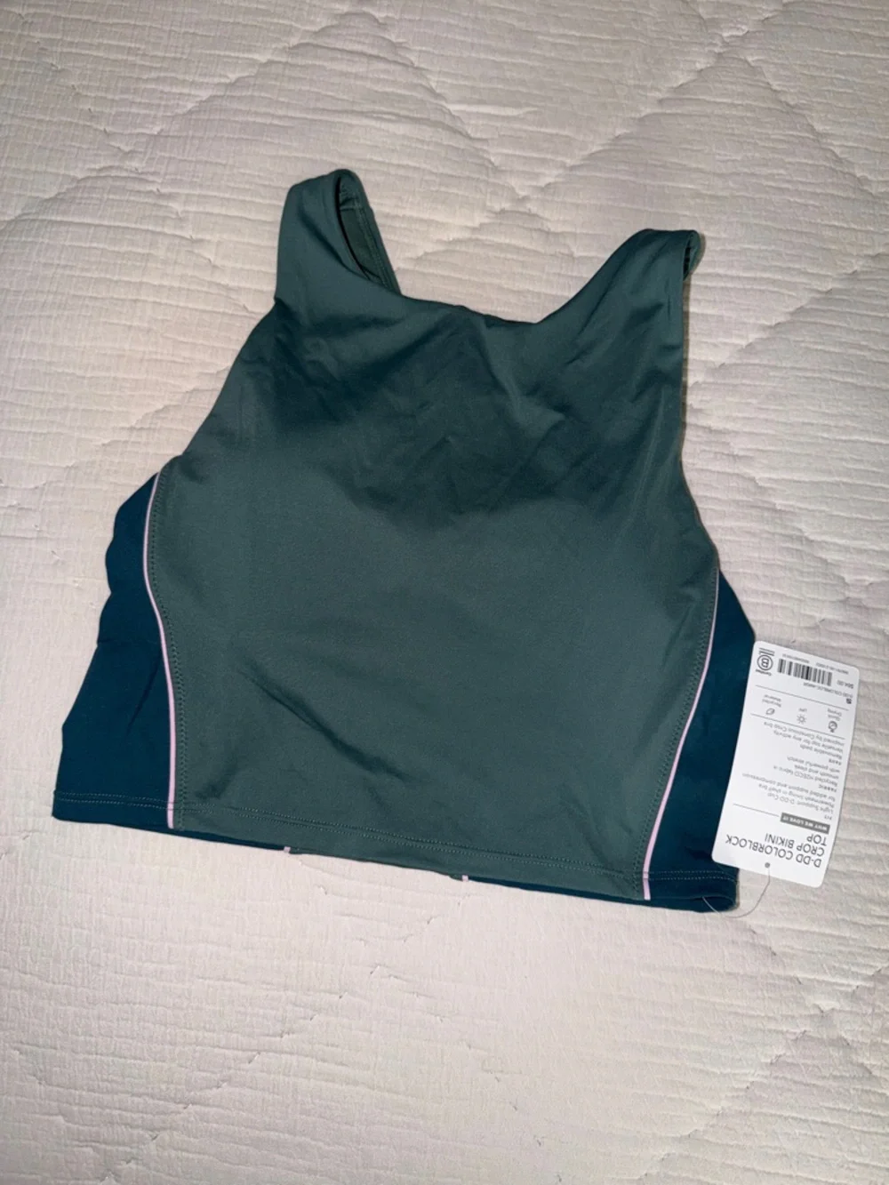 Athleta Colorblock Crop Bikini Top D-DD size Small Amazon Green NWT